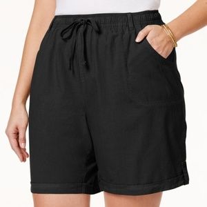 NEW Karen Scott Adelina Drawstring Shorts Black